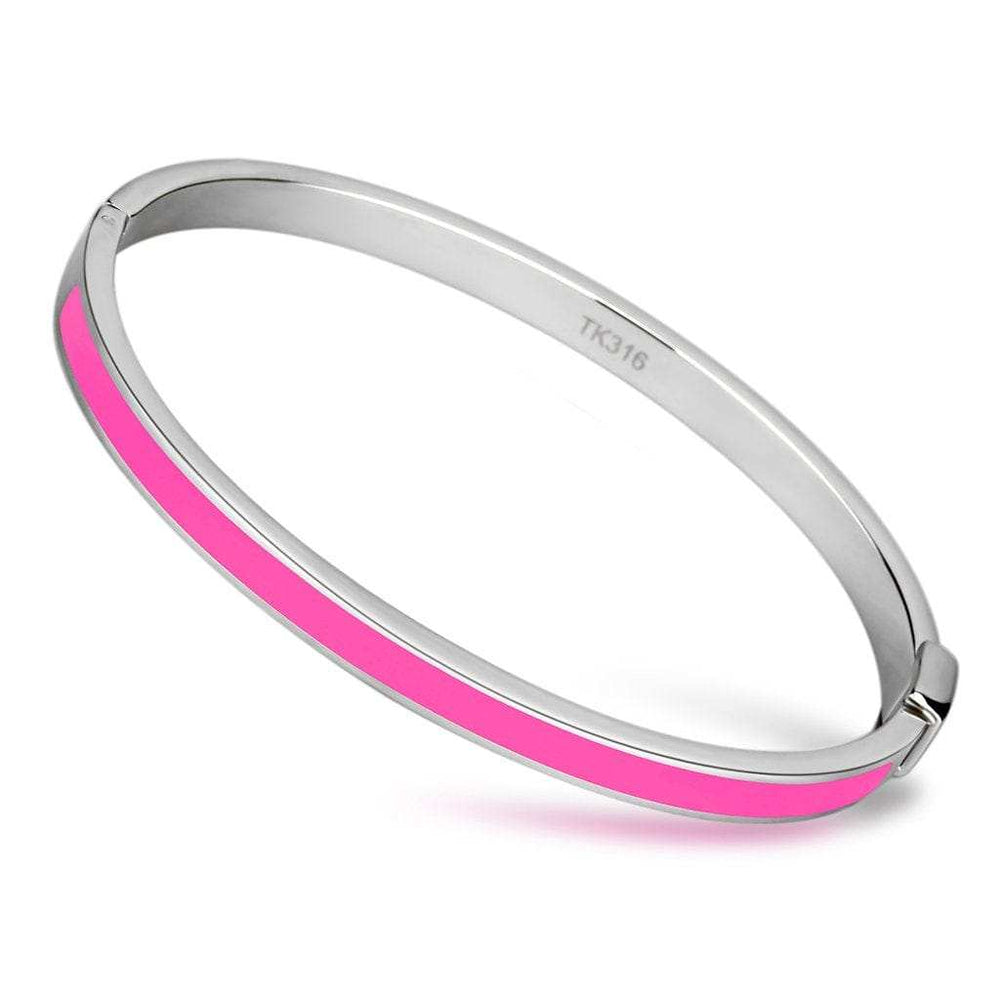 TK747 - High polished (no plating) Stainless Steel Bangle with Epoxy in Rose - Alamode - Flyclothing LLC