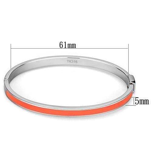 TK748 - High polished (no plating) Stainless Steel Bangle with Epoxy in Orange - Alamode - Flyclothing LLC