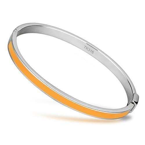 TK749 - High polished (no plating) Stainless Steel Bangle with Epoxy in Topaz - Alamode - Flyclothing LLC