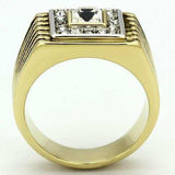TK750 - Two-Tone IP Gold (Ion Plating) Stainless Steel Ring with Top Grade Crystal in Clear - Alamode - Flyclothing LLC