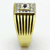 TK750 - Two-Tone IP Gold (Ion Plating) Stainless Steel Ring with Top Grade Crystal in Clear - Alamode - Flyclothing LLC