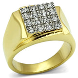 TK751 - Two-Tone IP Gold (Ion Plating) Stainless Steel Ring with Top Grade Crystal in Clear - Alamode - Flyclothing LLC