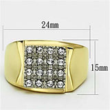 TK751 - Two-Tone IP Gold (Ion Plating) Stainless Steel Ring with Top Grade Crystal in Clear - Alamode - Flyclothing LLC