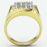 TK751 - Two-Tone IP Gold (Ion Plating) Stainless Steel Ring with Top Grade Crystal in Clear - Alamode - Flyclothing LLC