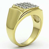 TK751 - Two-Tone IP Gold (Ion Plating) Stainless Steel Ring with Top Grade Crystal in Clear - Alamode - Flyclothing LLC