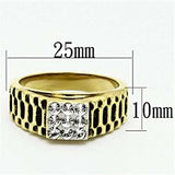 TK753 - Two-Tone IP Gold (Ion Plating) Stainless Steel Ring with Top Grade Crystal in Clear - Alamode - Flyclothing LLC