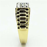 TK753 - Two-Tone IP Gold (Ion Plating) Stainless Steel Ring with Top Grade Crystal in Clear - Alamode - Flyclothing LLC