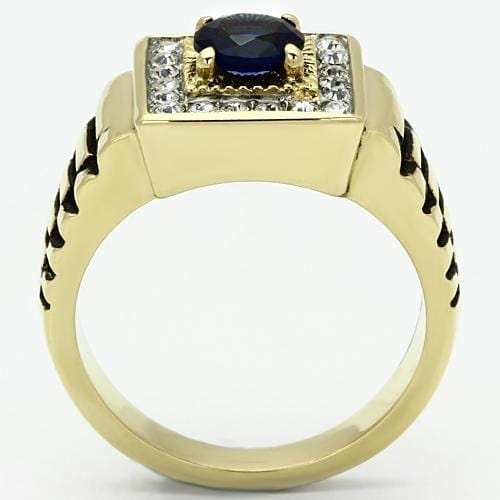 TK754 - Two-Tone IP Gold (Ion Plating) Stainless Steel Ring with Synthetic Synthetic Glass in Montana - Alamode - Flyclothing LLC