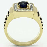 TK754 - Two-Tone IP Gold (Ion Plating) Stainless Steel Ring with Synthetic Synthetic Glass in Montana - Alamode - Flyclothing LLC