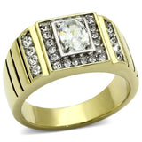 TK755 - Two-Tone IP Gold (Ion Plating) Stainless Steel Ring with AAA Grade CZ in Clear - Alamode - Flyclothing LLC