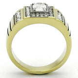TK755 - Two-Tone IP Gold (Ion Plating) Stainless Steel Ring with AAA Grade CZ in Clear - Alamode - Flyclothing LLC