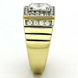 TK755 - Two-Tone IP Gold (Ion Plating) Stainless Steel Ring with AAA Grade CZ in Clear - Alamode - Flyclothing LLC
