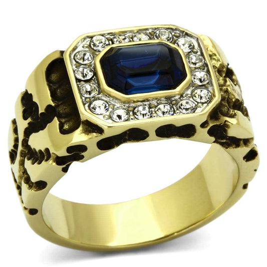 TK756 - Two-Tone IP Gold (Ion Plating) Stainless Steel Ring with Top Grade Crystal in Montana - Alamode - Flyclothing LLC
