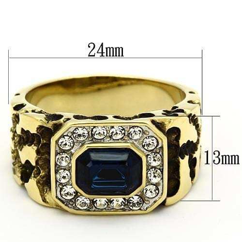 TK756 - Two-Tone IP Gold (Ion Plating) Stainless Steel Ring with Top Grade Crystal in Montana - Alamode - Flyclothing LLC