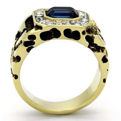 TK756 - Two-Tone IP Gold (Ion Plating) Stainless Steel Ring with Top Grade Crystal in Montana - Alamode - Flyclothing LLC