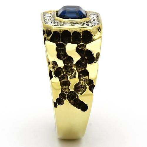 TK756 - Two-Tone IP Gold (Ion Plating) Stainless Steel Ring with Top Grade Crystal in Montana - Alamode - Flyclothing LLC