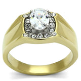TK758 - Two-Tone IP Gold (Ion Plating) Stainless Steel Ring with AAA Grade CZ in Clear - Alamode - Flyclothing LLC