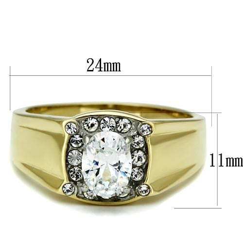 TK758 - Two-Tone IP Gold (Ion Plating) Stainless Steel Ring with AAA Grade CZ in Clear - Alamode - Flyclothing LLC