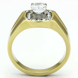 TK758 - Two-Tone IP Gold (Ion Plating) Stainless Steel Ring with AAA Grade CZ in Clear - Alamode - Flyclothing LLC