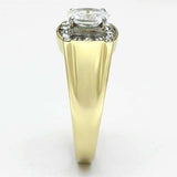 TK758 - Two-Tone IP Gold (Ion Plating) Stainless Steel Ring with AAA Grade CZ in Clear - Alamode - Flyclothing LLC