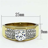 TK759 - Two-Tone IP Gold (Ion Plating) Stainless Steel Ring with AAA Grade CZ in Clear - Alamode - Flyclothing LLC