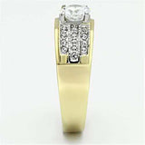 TK759 - Two-Tone IP Gold (Ion Plating) Stainless Steel Ring with AAA Grade CZ in Clear - Alamode - Flyclothing LLC
