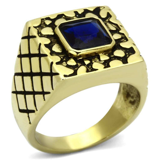 TK763 - IP Gold(Ion Plating) Stainless Steel Ring with Synthetic Synthetic Glass in Montana - Alamode - Flyclothing LLC