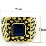 TK763 - IP Gold(Ion Plating) Stainless Steel Ring with Synthetic Synthetic Glass in Montana - Alamode - Flyclothing LLC