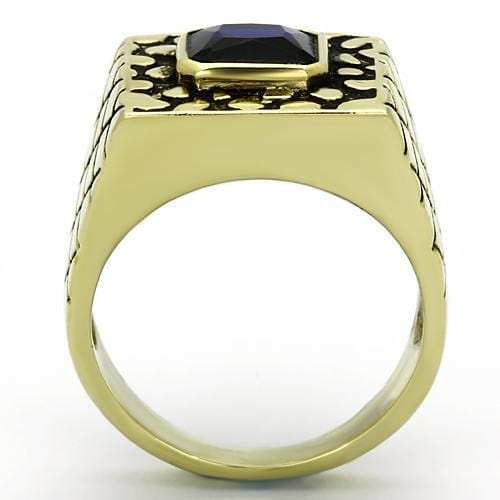 TK763 - IP Gold(Ion Plating) Stainless Steel Ring with Synthetic Synthetic Glass in Montana - Alamode - Flyclothing LLC
