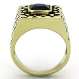 TK763 - IP Gold(Ion Plating) Stainless Steel Ring with Synthetic Synthetic Glass in Montana - Alamode - Flyclothing LLC