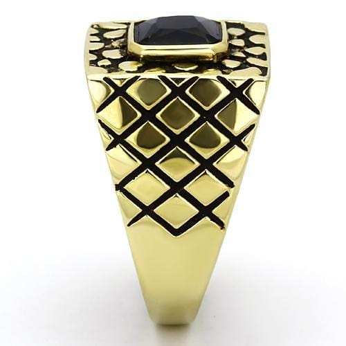 TK763 - IP Gold(Ion Plating) Stainless Steel Ring with Synthetic Synthetic Glass in Montana - Alamode - Flyclothing LLC