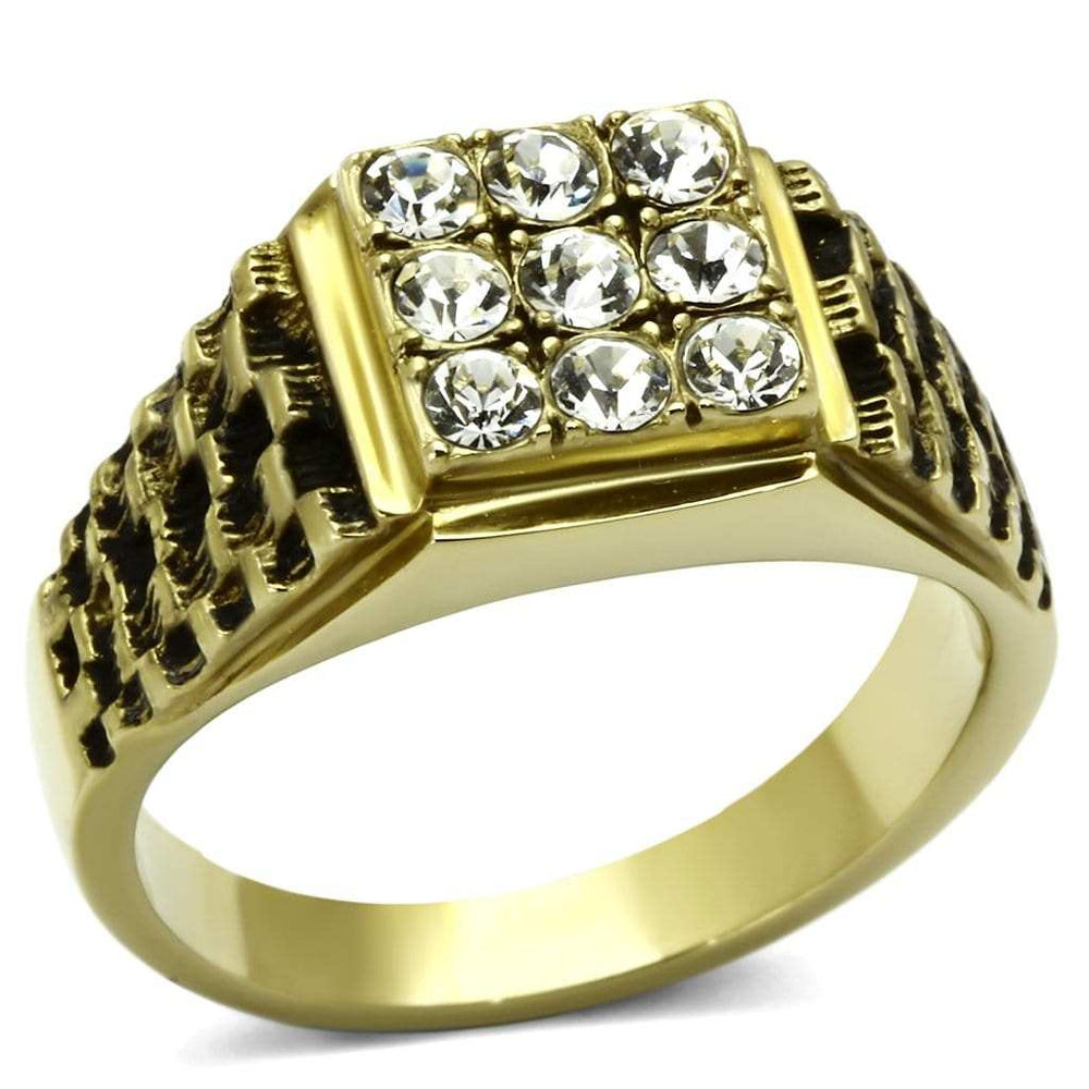 TK765 - IP Gold(Ion Plating) Stainless Steel Ring with Top Grade Crystal in Clear - Alamode - Flyclothing LLC