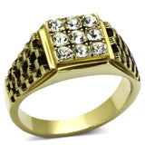 TK765 - IP Gold(Ion Plating) Stainless Steel Ring with Top Grade Crystal in Clear - Alamode - Flyclothing LLC
