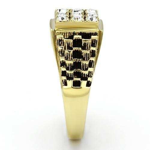 TK765 - IP Gold(Ion Plating) Stainless Steel Ring with Top Grade Crystal in Clear - Alamode - Flyclothing LLC