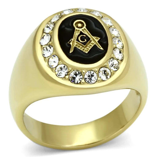 TK766 - IP Gold(Ion Plating) Stainless Steel Ring with Top Grade Crystal in Clear - Alamode - Flyclothing LLC