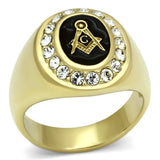 TK766 - IP Gold(Ion Plating) Stainless Steel Ring with Top Grade Crystal in Clear - Alamode - Flyclothing LLC