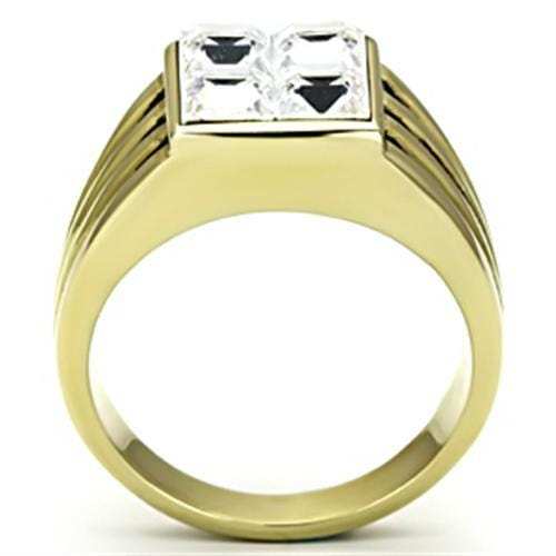 TK769 - IP Gold(Ion Plating) Stainless Steel Ring with Top Grade Crystal in Clear - Alamode - Flyclothing LLC