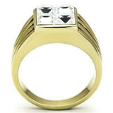 TK769 - IP Gold(Ion Plating) Stainless Steel Ring with Top Grade Crystal in Clear - Alamode - Flyclothing LLC