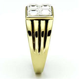 TK769 - IP Gold(Ion Plating) Stainless Steel Ring with Top Grade Crystal in Clear - Alamode - Flyclothing LLC