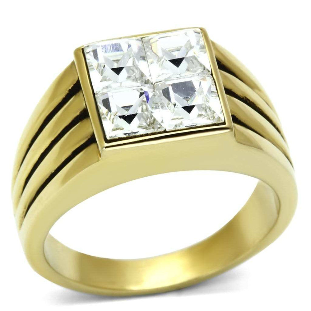 TK769 - IP Gold(Ion Plating) Stainless Steel Ring with Top Grade Crystal in Clear - Alamode - Flyclothing LLC