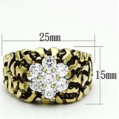 TK771 - IP Gold(Ion Plating) Stainless Steel Ring with AAA Grade CZ in Clear - Alamode - Flyclothing LLC