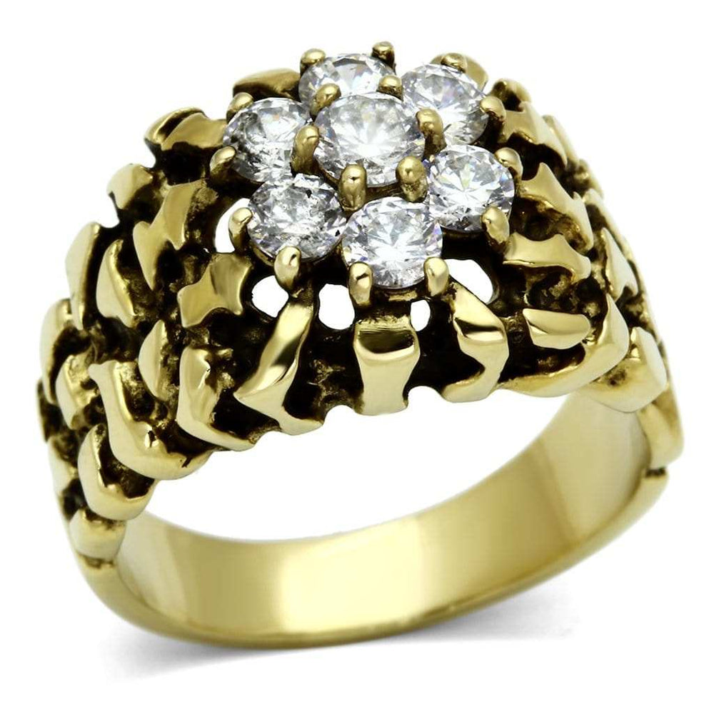 TK771 - IP Gold(Ion Plating) Stainless Steel Ring with AAA Grade CZ in Clear - Alamode - Flyclothing LLC