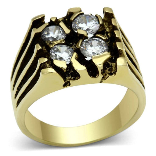 TK772 - IP Gold(Ion Plating) Stainless Steel Ring with AAA Grade CZ in Clear - Alamode - Flyclothing LLC