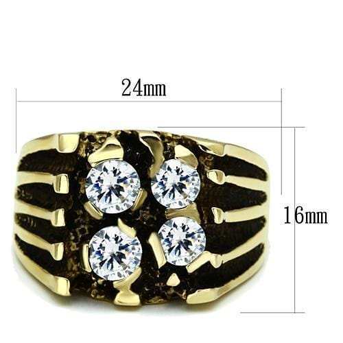 TK772 - IP Gold(Ion Plating) Stainless Steel Ring with AAA Grade CZ in Clear - Alamode - Flyclothing LLC
