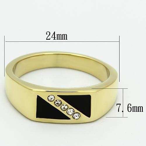 TK775 - IP Gold(Ion Plating) Stainless Steel Ring with Top Grade Crystal in Clear - Alamode - Flyclothing LLC