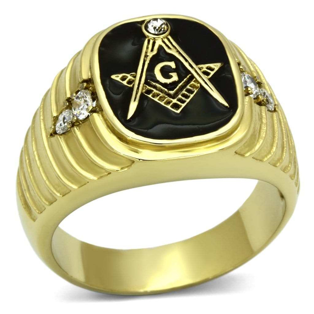 TK776 - IP Gold(Ion Plating) Stainless Steel Ring with Top Grade Crystal in Clear - Alamode - Flyclothing LLC