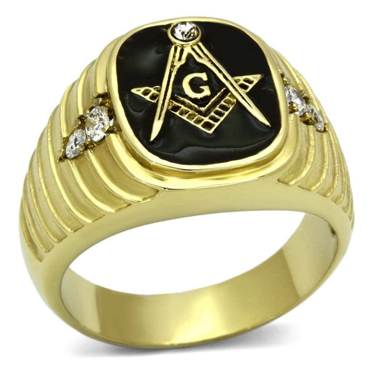 TK776 - IP Gold(Ion Plating) Stainless Steel Ring with Top Grade Crystal in Clear - Alamode - Flyclothing LLC