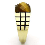 TK779 - IP Gold(Ion Plating) Stainless Steel Ring with Semi-Precious Tiger Eye in Topaz - Alamode - Flyclothing LLC
