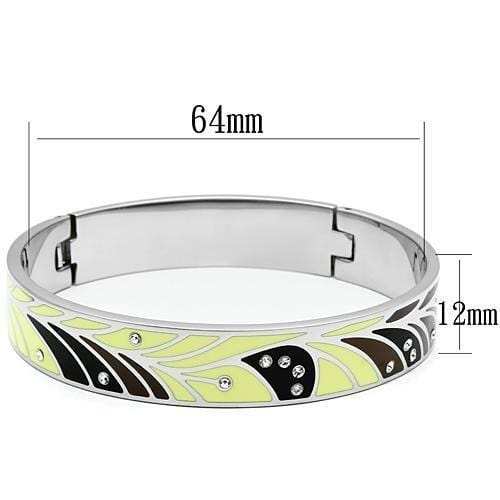 TK780 - High polished (no plating) Stainless Steel Bangle with Top Grade Crystal in Clear - Alamode - Flyclothing LLC