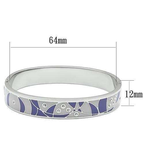 TK781 - High polished (no plating) Stainless Steel Bangle with Top Grade Crystal in Clear - Alamode - Flyclothing LLC